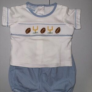 White and Blue Football Diaper Set